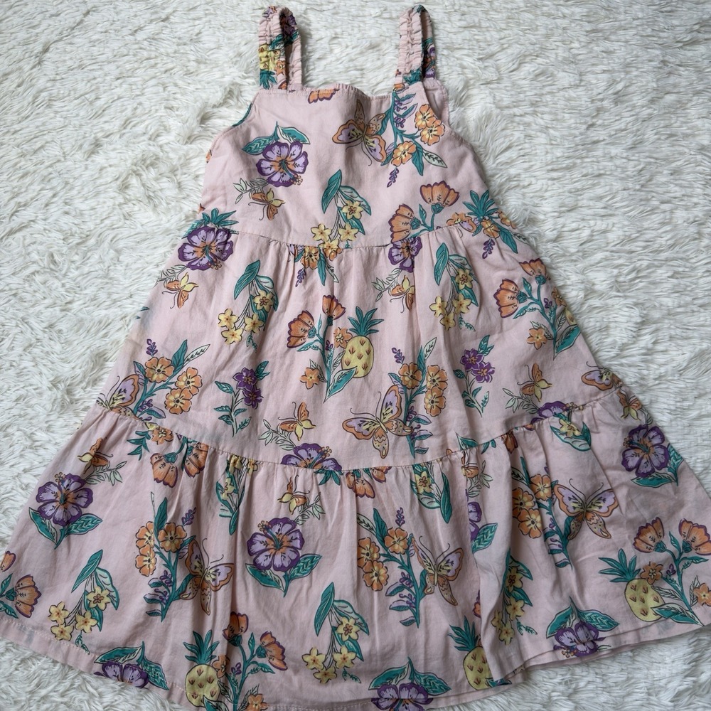 Carter's Toddler Girl Pink Tropical Floral Butterfly Sun Dress Size 4T
